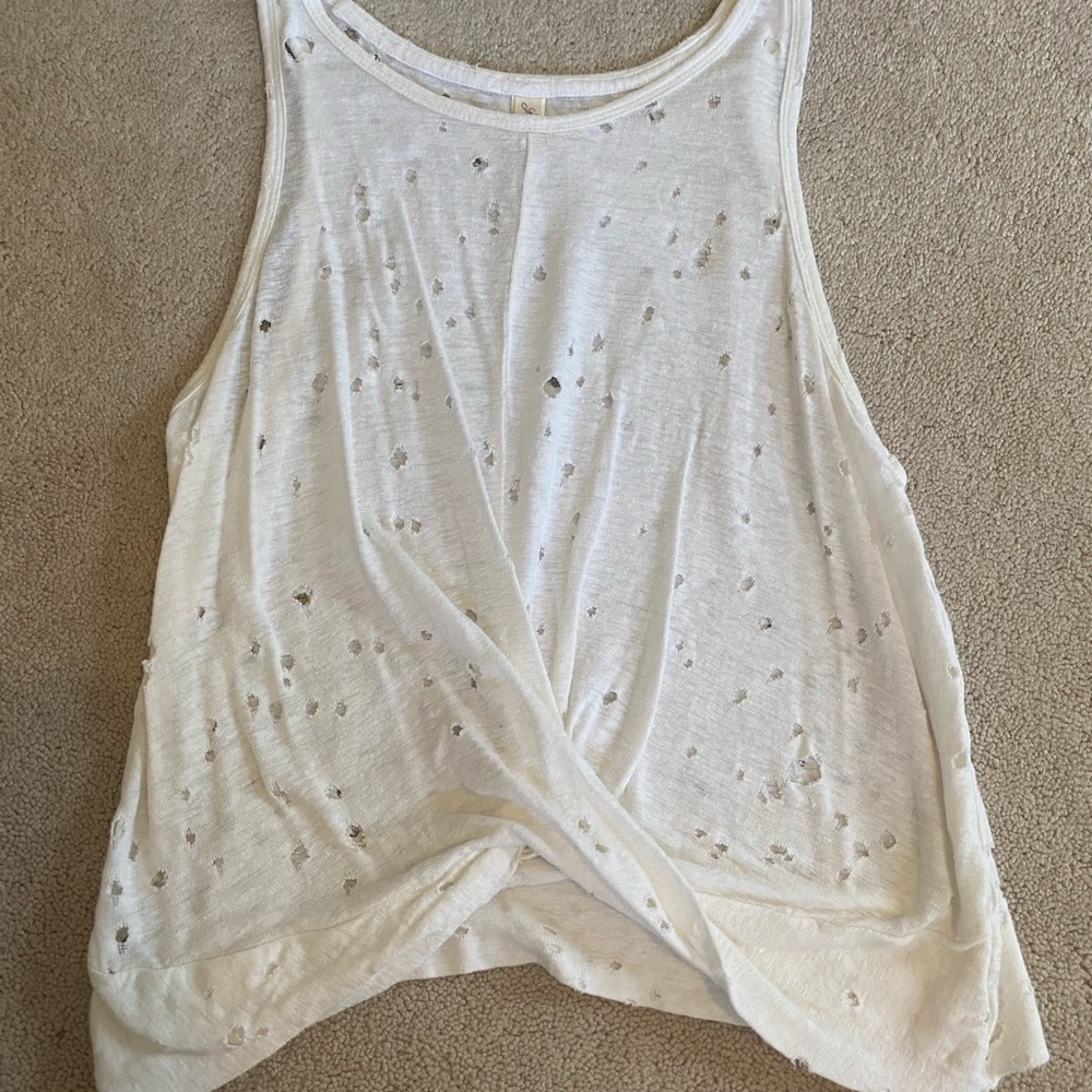 Ripped White Cropped Tank Top